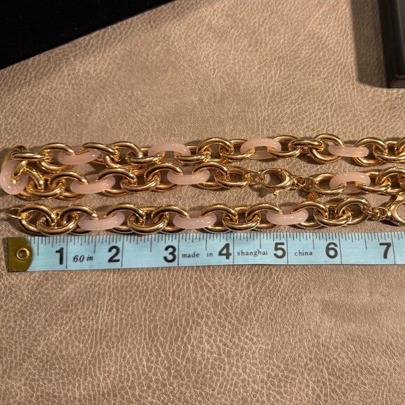 Rose-gold toned/pink lucite Bronzo d'Italia 20" necklace w/ matching 7" bracelet - Picture 4 of 11